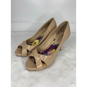 Madden Girl Nude Patent Leather Peep-Toe Heels Womens Size 7